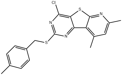 4-CHLORO-7,9-DIMETHYL-2-[(4-METHYLBENZYL)SULFANYL]PYRIDO[3',2':4,5]THIENO[3,2-D]PYRIMIDINE Struktur