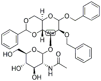 BENZYL 2-BENZYL-4,6-O-BENZYLIDENE-3-O-(2-ACETAMIDO-2-DEOXY-D-GLUCOPYRANOSYL)-D-MANNOPYRANOSIDE Struktur