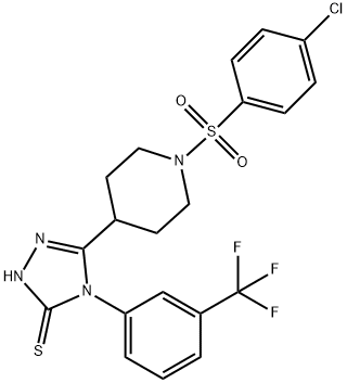 5-(1-[(4-CHLOROPHENYL)SULFONYL]-4-PIPERIDINYL)-4-[3-(TRIFLUOROMETHYL)PHENYL]-4H-1,2,4-TRIAZOL-3-YLHYDROSULFIDE Struktur