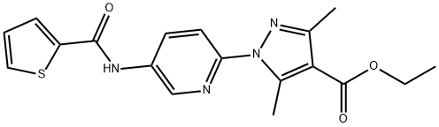 ETHYL 3,5-DIMETHYL-1-(5-[(2-THIENYLCARBONYL)AMINO]-2-PYRIDINYL)-1H-PYRAZOLE-4-CARBOXYLATE Struktur