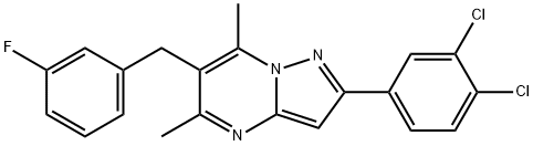 2-(3,4-DICHLOROPHENYL)-6-(3-FLUOROBENZYL)-5,7-DIMETHYLPYRAZOLO[1,5-A]PYRIMIDINE Struktur