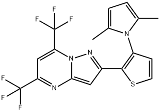 2-[3-(2,5-DIMETHYL-1H-PYRROL-1-YL)-2-THIENYL]-5,7-BIS(TRIFLUOROMETHYL)PYRAZOLO[1,5-A]PYRIMIDINE Struktur