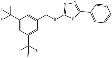 2-([3,5-BIS(TRIFLUOROMETHYL)BENZYL]SULFANYL)-5-PHENYL-1,3,4-OXADIAZOLE Struktur