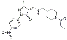 (Z)-3-METHYL-1-(4-NITROPHENYL)-4-(((1-PROPIONYLPIPERIDIN-4-YL)METHYLAMINO)METHYLENE)-1H-PYRAZOL-5(4H)-ONE Struktur