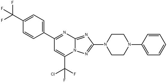 7-[CHLORO(DIFLUORO)METHYL]-2-(4-PHENYLPIPERAZINO)-5-[4-(TRIFLUOROMETHYL)PHENYL][1,2,4]TRIAZOLO[1,5-A]PYRIMIDINE Struktur