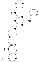 2-(4-(4,6-BIS(PHENYLAMINO)-1,3,5-TRIAZIN-2-YL)PIPERAZIN-1-YL)-N-(2,6-DIETHYLPHENYL)ACETAMIDE Struktur