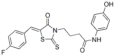 4-[(5Z)-5-(4-FLUOROBENZYLIDENE)-4-OXO-2-THIOXO-1,3-THIAZOLIDIN-3-YL]-N-(4-HYDROXYPHENYL)BUTANAMIDE Struktur