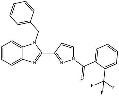 [3-(1-BENZYL-1H-1,3-BENZIMIDAZOL-2-YL)-1H-PYRAZOL-1-YL][2-(TRIFLUOROMETHYL)PHENYL]METHANONE Struktur