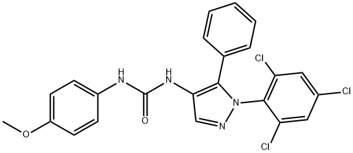 N-(4-METHOXYPHENYL)-N'-[5-PHENYL-1-(2,4,6-TRICHLOROPHENYL)-1H-PYRAZOL-4-YL]UREA Struktur