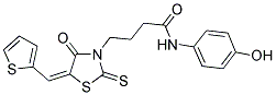 N-(4-HYDROXYPHENYL)-4-[(5E)-4-OXO-5-(THIEN-2-YLMETHYLENE)-2-THIOXO-1,3-THIAZOLIDIN-3-YL]BUTANAMIDE Struktur