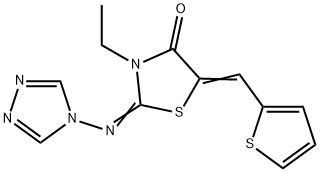 3-ETHYL-5-[(Z)-2-THIENYLMETHYLIDENE]-2-(4H-1,2,4-TRIAZOL-4-YLIMINO)-1,3-THIAZOLAN-4-ONE Struktur