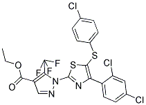 ETHYL 1-[5-[(4-CHLOROPHENYL)SULFANYL]-4-(2,4-DICHLOROPHENYL)-1,3-THIAZOL-2-YL]-5-(TRIFLUOROMETHYL)-1H-PYRAZOLE-4-CARBOXYLATE Struktur