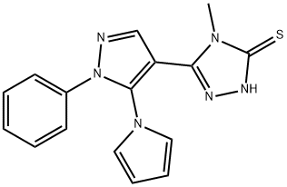 4-METHYL-5-[1-PHENYL-5-(1H-PYRROL-1-YL)-1H-PYRAZOL-4-YL]-4H-1,2,4-TRIAZOL-3-YLHYDROSULFIDE Struktur