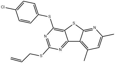 2-(ALLYLSULFANYL)-4-[(4-CHLOROPHENYL)SULFANYL]-7,9-DIMETHYLPYRIDO[3',2':4,5]THIENO[3,2-D]PYRIMIDINE Struktur