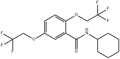 N-CYCLOHEXYL-2,5-BIS(2,2,2-TRIFLUOROETHOXY)BENZENECARBOXAMIDE Struktur