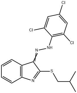 2-(ISOBUTYLSULFANYL)-3H-INDOL-3-ONE N-(2,4,6-TRICHLOROPHENYL)HYDRAZONE Struktur