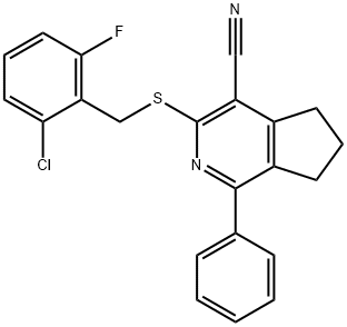 3-[(2-CHLORO-6-FLUOROBENZYL)SULFANYL]-1-PHENYL-6,7-DIHYDRO-5H-CYCLOPENTA[C]PYRIDINE-4-CARBONITRILE Struktur