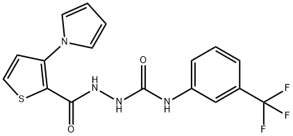 2-([3-(1H-PYRROL-1-YL)-2-THIENYL]CARBONYL)-N-[3-(TRIFLUOROMETHYL)PHENYL]-1-HYDRAZINECARBOXAMIDE Struktur