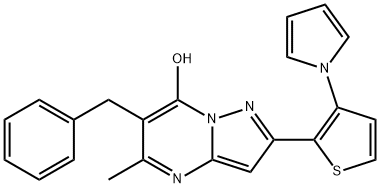 6-BENZYL-5-METHYL-2-[3-(1H-PYRROL-1-YL)-2-THIENYL]PYRAZOLO[1,5-A]PYRIMIDIN-7-OL Struktur