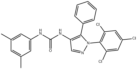 N-(3,5-DIMETHYLPHENYL)-N'-[5-PHENYL-1-(2,4,6-TRICHLOROPHENYL)-1H-PYRAZOL-4-YL]UREA Struktur