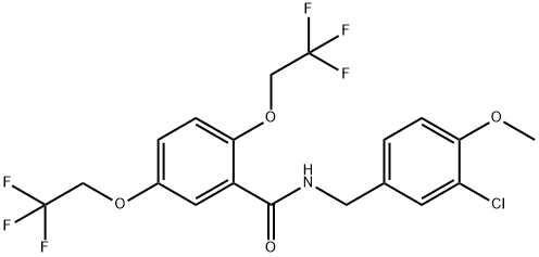 N-(3-CHLORO-4-METHOXYBENZYL)-2,5-BIS(2,2,2-TRIFLUOROETHOXY)BENZENECARBOXAMIDE Struktur