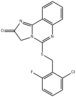 5-[(2-CHLORO-6-FLUOROBENZYL)SULFANYL]IMIDAZO[1,2-C]QUINAZOLIN-2(3H)-ONE Struktur