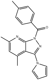 [4,6-DIMETHYL-3-(1H-PYRROL-1-YL)-1H-PYRAZOLO[3,4-B]PYRIDIN-1-YL](4-METHYLPHENYL)METHANONE Struktur