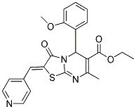 (Z)-ETHYL 5-(2-METHOXYPHENYL)-7-METHYL-3-OXO-2-(PYRIDIN-4-YLMETHYLENE)-3,5-DIHYDRO-2H-THIAZOLO[3,2-A]PYRIMIDINE-6-CARBOXYLATE Struktur