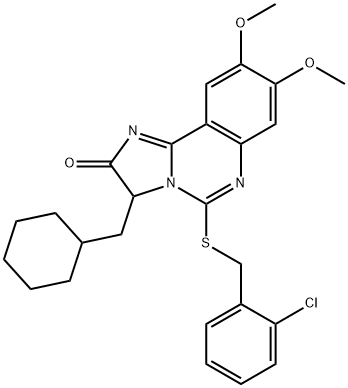 5-[(2-CHLOROBENZYL)SULFANYL]-3-(CYCLOHEXYLMETHYL)-8,9-DIMETHOXYIMIDAZO[1,2-C]QUINAZOLIN-2(3H)-ONE Struktur