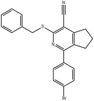 3-(BENZYLSULFANYL)-1-(4-BROMOPHENYL)-6,7-DIHYDRO-5H-CYCLOPENTA[C]PYRIDINE-4-CARBONITRILE Struktur