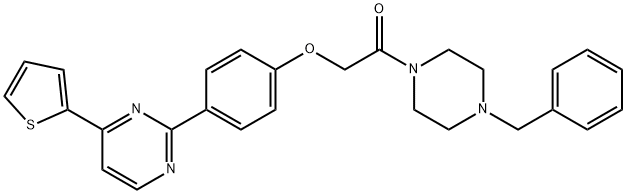 1-(4-BENZYLPIPERAZINO)-2-(4-[4-(2-THIENYL)-2-PYRIMIDINYL]PHENOXY)-1-ETHANONE Struktur