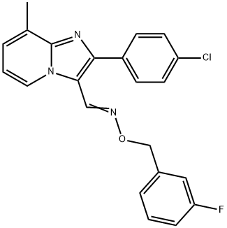 2-(4-CHLOROPHENYL)-8-METHYLIMIDAZO[1,2-A]PYRIDINE-3-CARBALDEHYDE O-(3-FLUOROBENZYL)OXIME Struktur