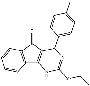 2-(ETHYLSULFANYL)-4-(4-METHYLPHENYL)-1,4-DIHYDRO-5H-INDENO[1,2-D]PYRIMIDIN-5-ONE Struktur