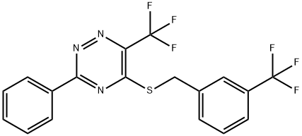 3-PHENYL-6-(TRIFLUOROMETHYL)-1,2,4-TRIAZIN-5-YL 3-(TRIFLUOROMETHYL)BENZYL SULFIDE Struktur