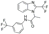 2-[2-(TRIFLUOROMETHYL)-1H-1,3-BENZIMIDAZOL-1-YL]-N-[3-(TRIFLUOROMETHYL)PHENYL]PROPANAMIDE Struktur