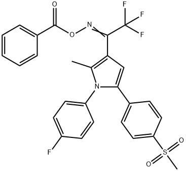 3-[(BENZOYLOXY)-2,2,2-TRIFLUOROETHANIMIDOYL]-1-(4-FLUOROPHENYL)-2-METHYL-5-[4-(METHYLSULFONYL)PHENYL]-1H-PYRROLE Struktur