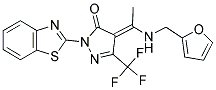 (4E)-2-(1,3-BENZOTHIAZOL-2-YL)-4-{1-[(2-FURYLMETHYL)AMINO]ETHYLIDENE}-5-(TRIFLUOROMETHYL)-2,4-DIHYDRO-3H-PYRAZOL-3-ONE Struktur