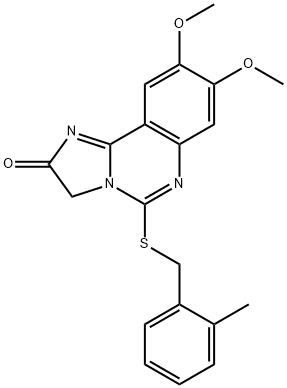 8,9-DIMETHOXY-5-[(2-METHYLBENZYL)SULFANYL]IMIDAZO[1,2-C]QUINAZOLIN-2(3H)-ONE Struktur