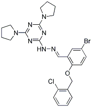 (E)-2-(2-(5-BROMO-2-(2-CHLOROBENZYLOXY)BENZYLIDENE)HYDRAZINYL)-4,6-DI(PYRROLIDIN-1-YL)-1,3,5-TRIAZINE Struktur