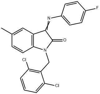 1-(2,6-DICHLOROBENZYL)-3-[(4-FLUOROPHENYL)IMINO]-5-METHYL-1,3-DIHYDRO-2H-INDOL-2-ONE Struktur