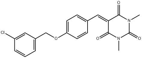 5-((4-[(3-CHLOROBENZYL)OXY]PHENYL)METHYLENE)-1,3-DIMETHYL-2,4,6(1H,3H,5H)-PYRIMIDINETRIONE Struktur