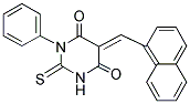 (5E)-5-(1-NAPHTHYLMETHYLENE)-1-PHENYL-2-THIOXODIHYDROPYRIMIDINE-4,6(1H,5H)-DIONE Struktur