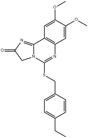 5-[(4-ETHYLBENZYL)SULFANYL]-8,9-DIMETHOXYIMIDAZO[1,2-C]QUINAZOLIN-2(3H)-ONE Struktur