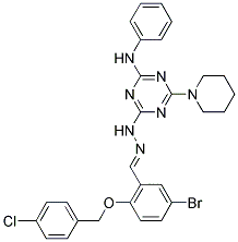 (E)-4-(2-(5-BROMO-2-(4-CHLOROBENZYLOXY)BENZYLIDENE)HYDRAZINYL)-N-PHENYL-6-(PIPERIDIN-1-YL)-1,3,5-TRIAZIN-2-AMINE Struktur