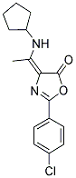 2-(4-CHLOROPHENYL)-4-[1-(CYCLOPENTYLAMINO)ETHYLIDENE]-1,3-OXAZOL-5(4H)-ONE Struktur