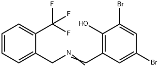 2,4-DIBROMO-6-(([2-(TRIFLUOROMETHYL)BENZYL]IMINO)METHYL)BENZENOL Struktur