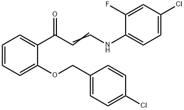 (E)-1-(2-[(4-CHLOROBENZYL)OXY]PHENYL)-3-(4-CHLORO-2-FLUOROANILINO)-2-PROPEN-1-ONE Struktur