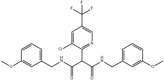 2-[3-CHLORO-5-(TRIFLUOROMETHYL)-2-PYRIDINYL]-N1,N3-BIS(3-METHOXYBENZYL)MALONAMIDE Struktur