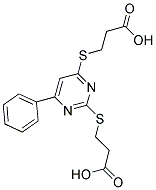 3-((2-[(2-CARBOXYETHYL)THIO]-6-PHENYLPYRIMIDIN-4-YL)THIO)PROPANOIC ACID Struktur