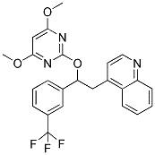 4-[2-((4,6-DIMETHOXYPYRIMIDIN-2-YL)OXY)-2-(3-(TRIFLUOROMETHYL)PHENYL)ETHYL]QUINOLINE Struktur